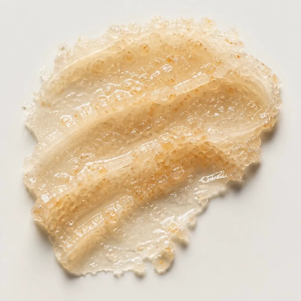 Textura de Be Azúcar Glow: pasta de azúcar de tono ámbar.